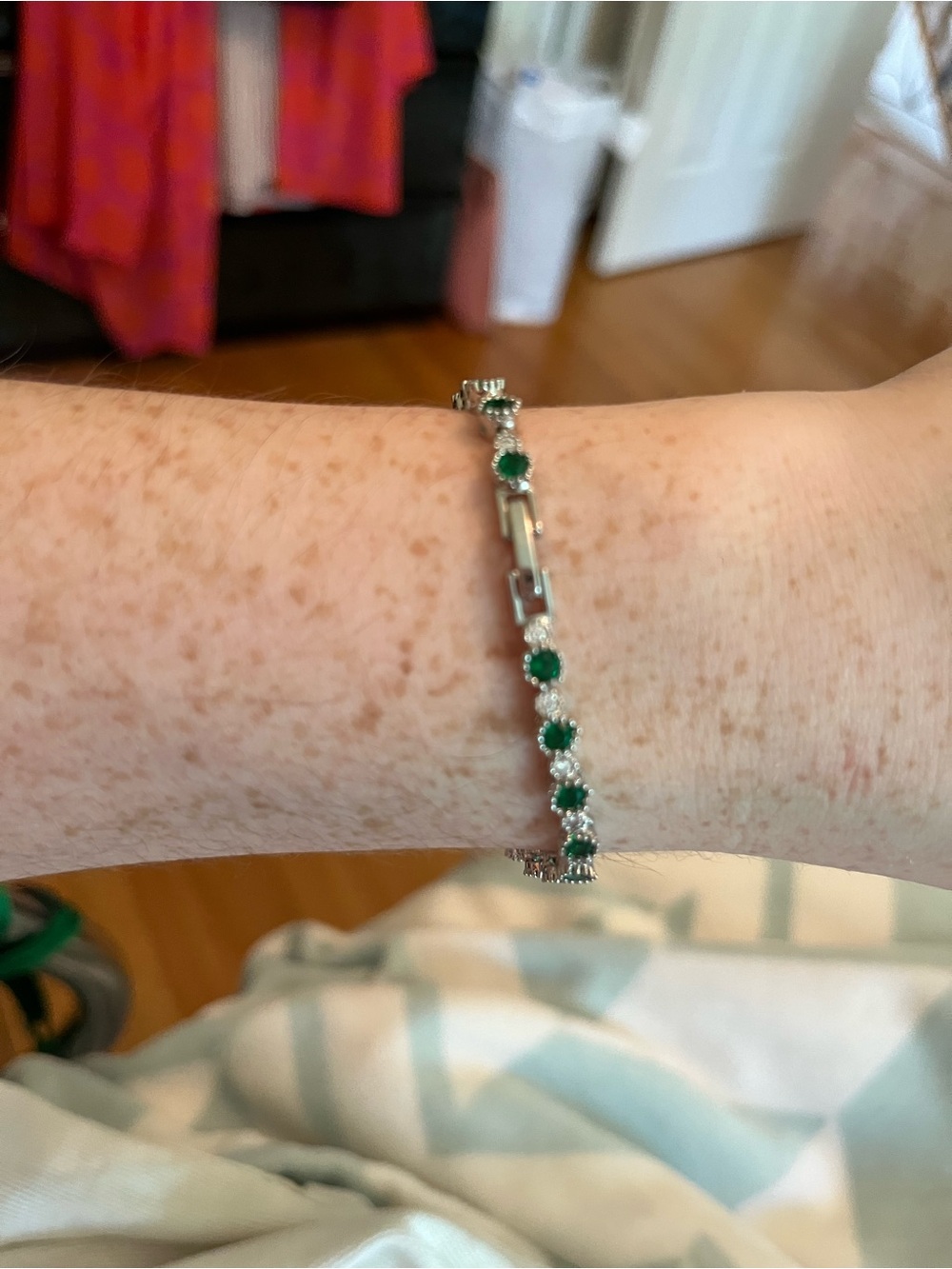 Emerald Green Tennis Bracelet - Stainless Steel - Picture 6 of 6